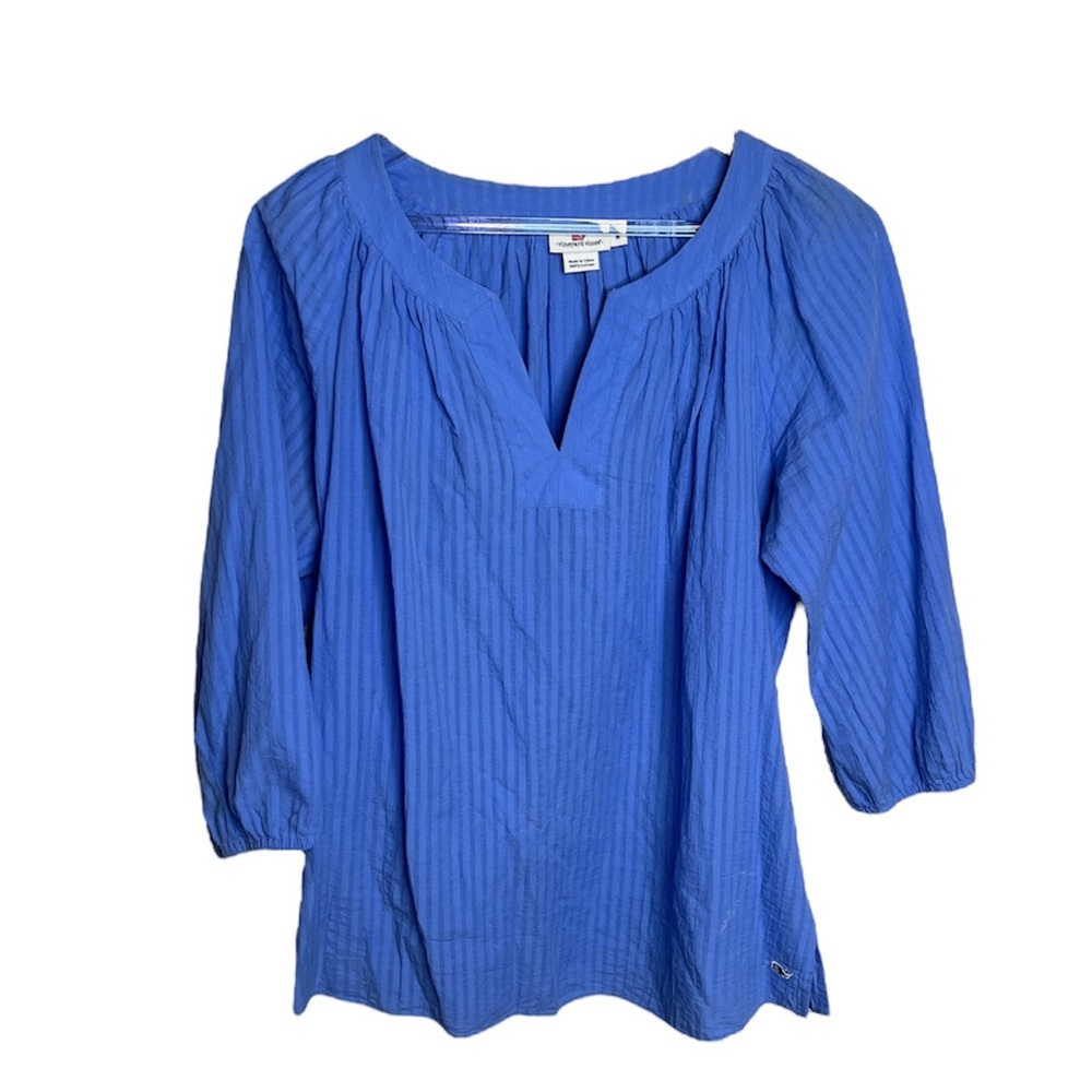 Vineyard Vines Blue  3 Quarter Inch Sleeve Blouse